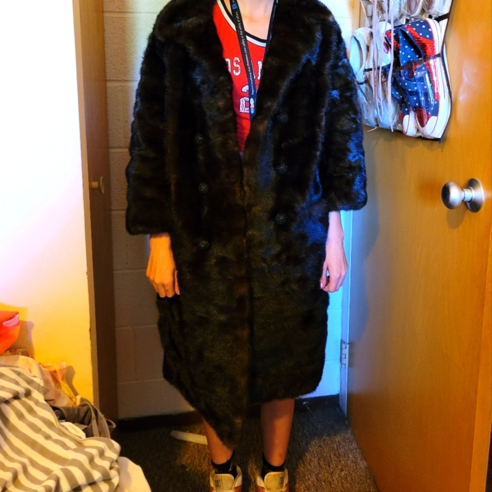 Genuine mink fur coat size m clearance